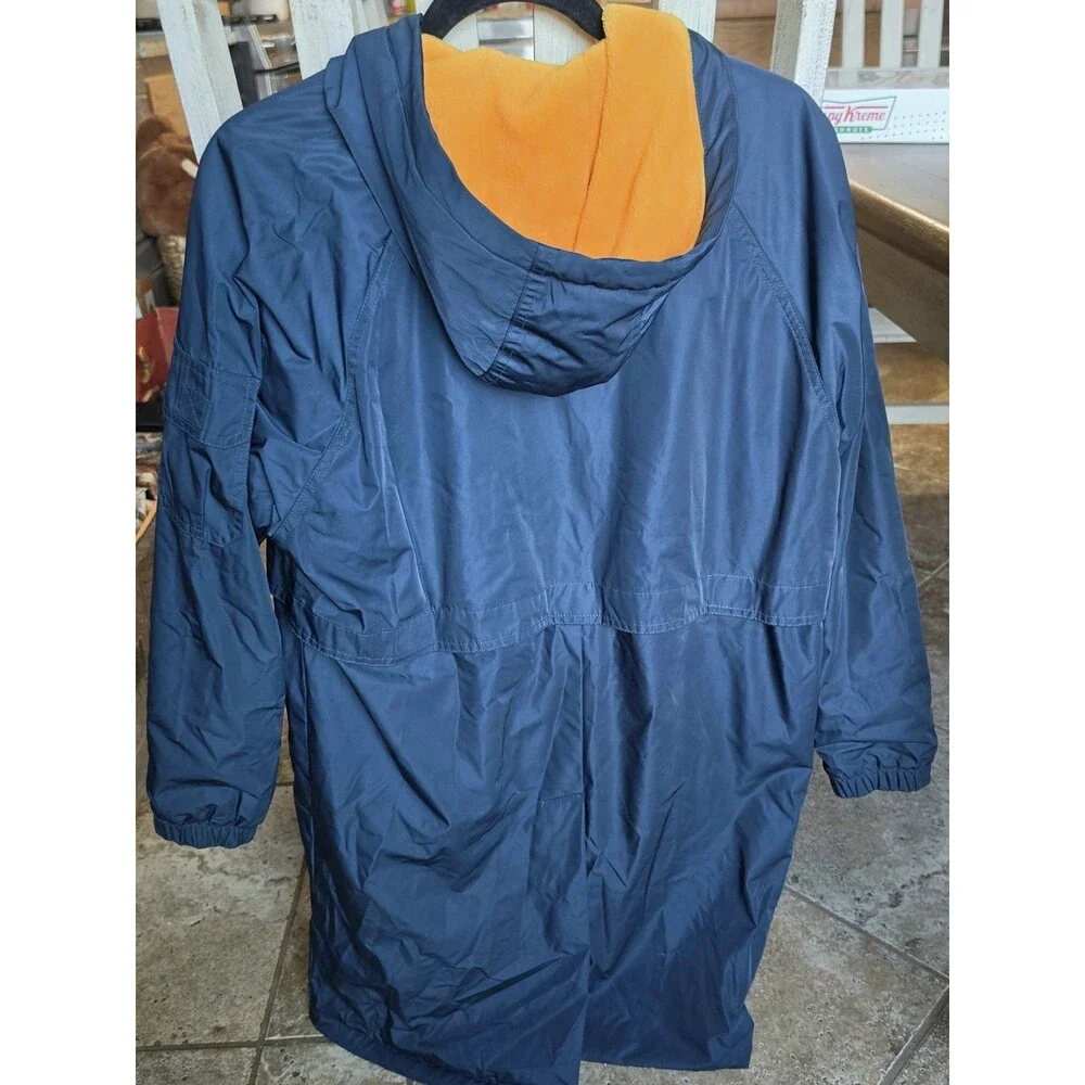 Sporti Youth Large Fleece Lined Swim Parka Navy Blue Hooded Water Resistant Long